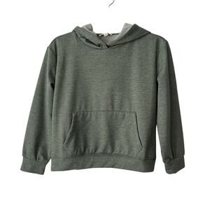 NWT Crown of Hearts Girl’s Long Sleeve Heather Green Pullover Hoodie-Small 7/8